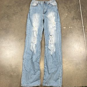 High waisted ripped Boyfriend Jeans Light Wash